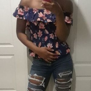 Off the shoulder crop top shirt